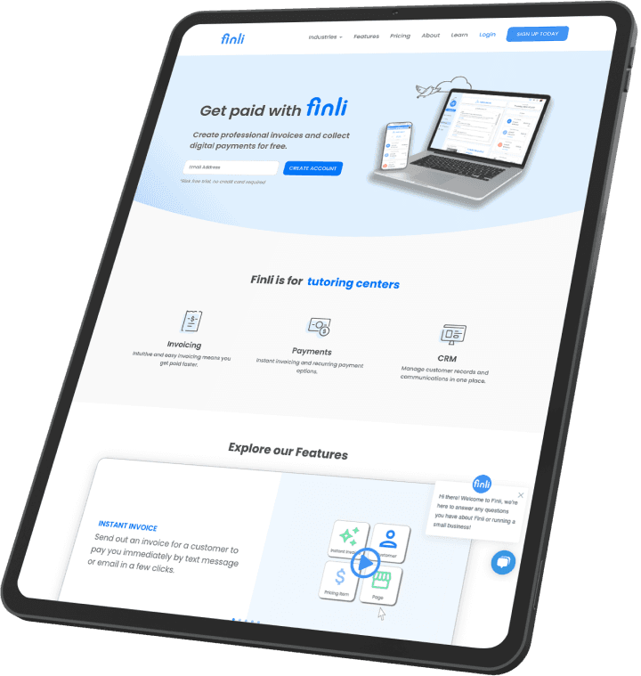 Finli Tablet Homepage